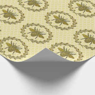 Romantische Goldbiene und -Kranz Geschenkpapier