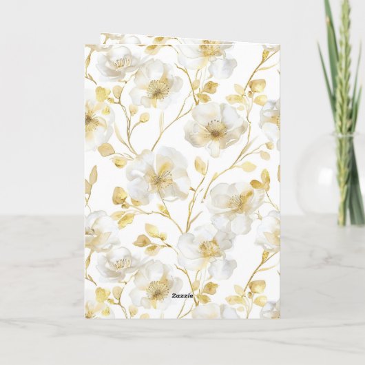 Romantische Goldblumenhochzeit Karte (Rückseite)