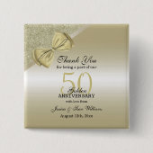 Romantische Goldbucht & Glitzer 50. Hochzeit Button (Vorderseite)