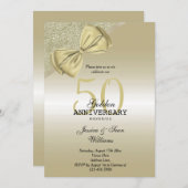 Romantische Goldbucht & Glitzer 50. Hochzeit Einladung (Vorne/Hinten)