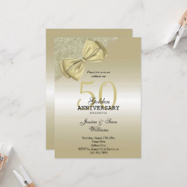 Romantische Goldbucht & Glitzer 50. Hochzeit Einladung