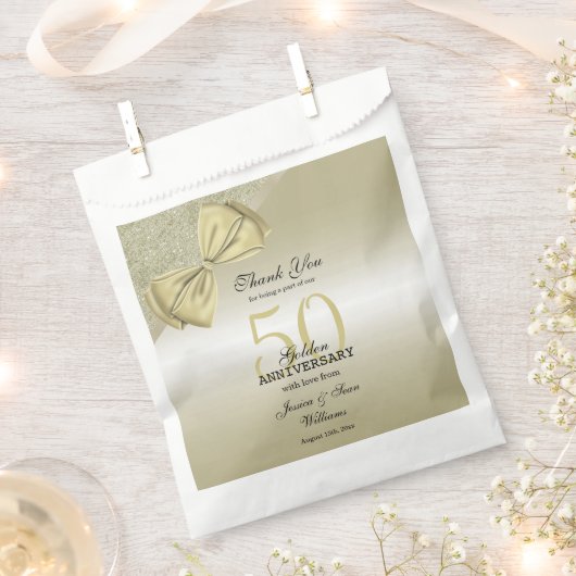 Romantische Goldbucht & Glitzer 50. Hochzeit Geschenktütchen (Ausgeschnitten)