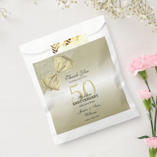 Romantische Goldbucht & Glitzer 50. Hochzeit Geschenktütchen (Versiegelt)