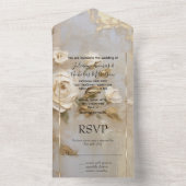 Romantische Goldcreme All In One Einladung (Innen Boden)