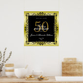 Romantische Golddekoration Gerahmt 50. Hochzeit Poster (Küche)