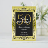 Romantische Golddekoration Gerahmt 50. Hochzeit Save The Date (Stehend Vorderseite)