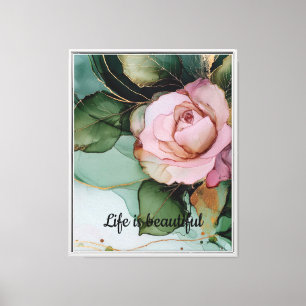 Romantische Golden Blush Rosa Rosa Blütenblüte Leinwanddruck