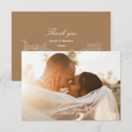 Romantische Golden Brown Foto Hochzeit Dankeskarte