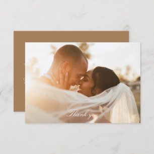 Romantische Golden Brown Foto Hochzeit Dankeskarte