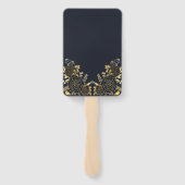 Romantische goldene Bläsernavy Blauer Hand Fächer (Rückseite)