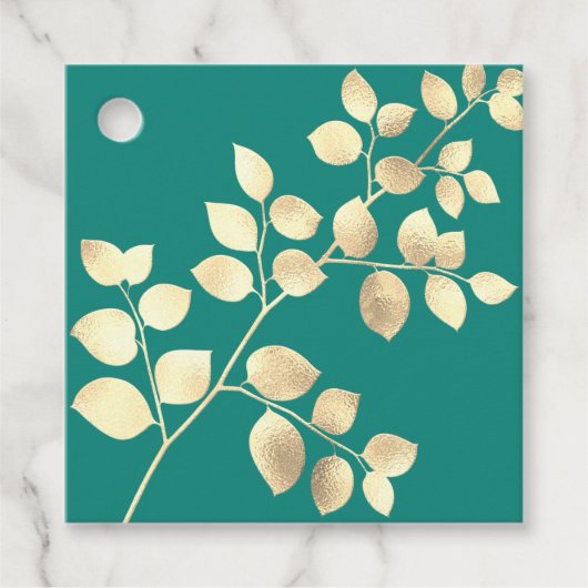 Romantische goldene Blätter Gastgeschenk Hochzeit Geschenkanhänger (Vorderseite)