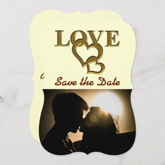 Romantische Goldene Blockaden - Herz, Foto, Rote R Einladung (Vorne/Hinten)