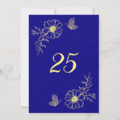 Romantische Goldene Blume Königsblaue Tischnummer (Vorderseite)