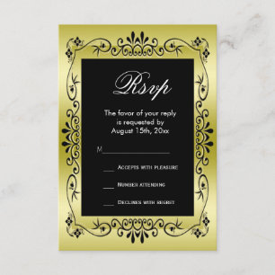 Romantische Goldene Dekorative Gerahmt 50. Hochzei RSVP Karte