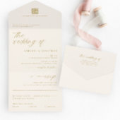 Romantische Goldene Elfenbeinkrippe All In One Einladung