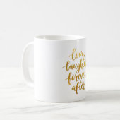 Romantische Goldene Liebe, Lachen, für immer Kaffeetasse (Vorderseite Links)