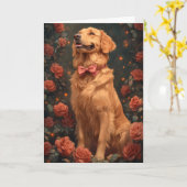 Romantische Goldene Retriever Valentinstag Rose Karte (Gelbe Blume)