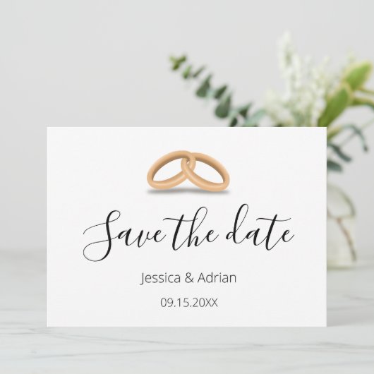 Romantische goldene Ringe Save the Date benutzerde (Stehend Vorderseite)