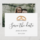 Romantische goldene Ringe Save the Date benutzerde (Vorne/Hinten)