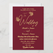 Romantische goldene Schmetterlinge bordeauxrot Einladung (Vorderseite)