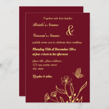 Romantische goldene Schmetterlinge bordeauxrot