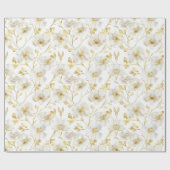 Romantische goldene weiße florale Brautparty Geschenkpapier (Flach)
