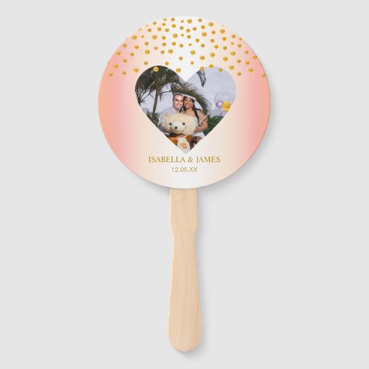 Romantische Goldfetti auf Rose Gold Personalisiert Fächer (Vorderseite)