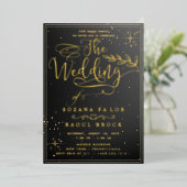 Romantische Goldfoil-Hochzeit Folieneinladung (Stehend vorne)