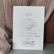 Romantische Goldfoil-Kalligrafie-Monogramm-Hochzei