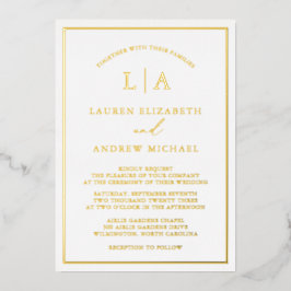 Romantische Goldfoil Monogram Border Wedding Folieneinladung