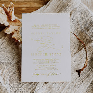 Romantische Goldfolie-Blüten Hochzeit Folieneinladung