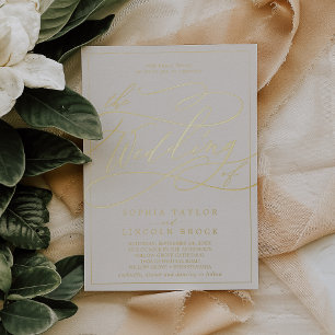 Romantische Goldfolie Elfenbein-Rahmen-Hochzeit Folieneinladung