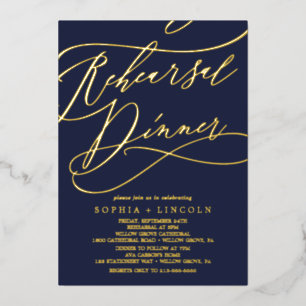 Romantische Goldfolie Marineblaue Probeessen Folieneinladung