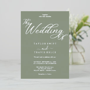 Romantische Goldfolie Sage Grün Hochzeit  Folieneinladung