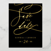 Romantische Goldforelle Kalligrafie Save the Date Folie Einladungspostkarte (Vorderseite)