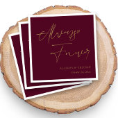 Romantische Goldhandschrift auf Burgunder Hochzeit Serviette