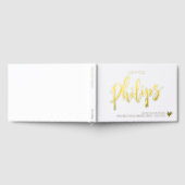 Romantische Goldherz Nachname in Script Wedding Gästebuch (Voll)