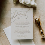 Romantische Goldkalligrafie | Angaben zu Elfenbein Begleitkarte<br><div class="desc">Diese romantische Goldkalligrafie-Spielekarte für Elfenbeindetails ist perfekt für eine einfache Hochzeit. Das moderne klassische Design besticht durch extravagante Wirbel und skurrile Schnörkel mit herrlich eleganten,  handgezeichneten Imitaten,  die auf Champagner-Goldfolie-Typografie setzen. Bitte beachten Sie: Dieses Design enthält keine echte Goldfolie. Es ist eine hochwertige Grafik,  die wie Goldfolie aussieht.</div>