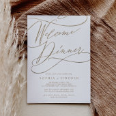 Romantische Goldkalligrafie Begrüßungsessen Einladung
