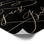 Romantische Goldkalligrafie | Black Guest Book Sig Poster (Ecke)