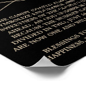 Romantische Goldkalligrafie Black Wedding Bombonie Poster (Ecke)