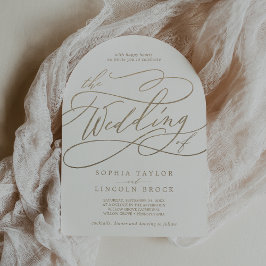 Romantische Goldkalligrafie Blüh Arch Wedding Einladung