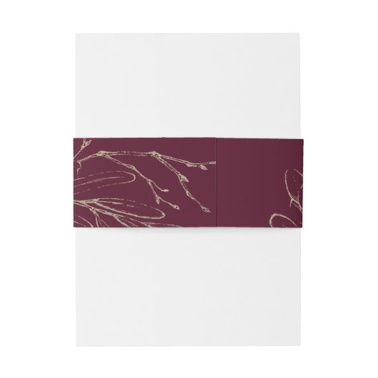 Romantische Goldkalligrafie Burgund Blumenhochzeit Einladungsbanderole (Rückseitenbeispiel)