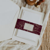 Romantische Goldkalligrafie Burgund Blumenhochzeit Einladungsbanderole