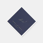 Romantische Goldkalligrafie "Cheers" Navy Blue Serviette (Ecke)