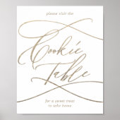 Romantische Goldkalligrafie-Cookie-Tafelsignatur Poster (Vorne)