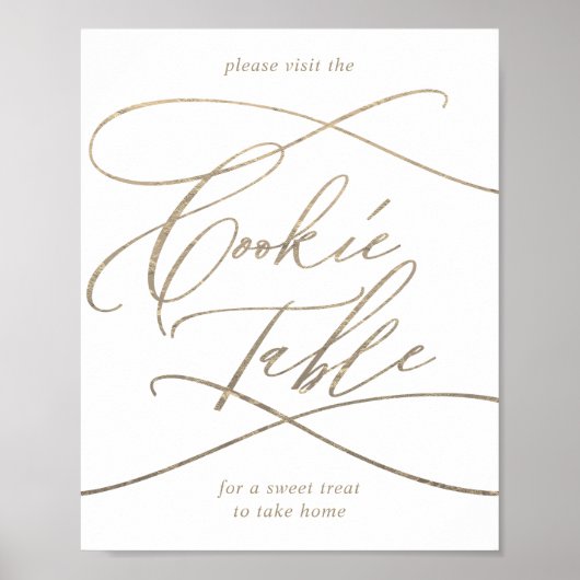 Romantische Goldkalligrafie-Cookie-Tafelsignatur Poster (Vorne)