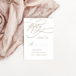 Romantische Goldkalligrafie Einfache RSVP-Karte RSVP Karte