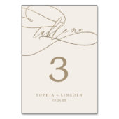 Romantische Goldkalligrafie | Elfenbein Geblüht Tischnummer (Vorderseite)