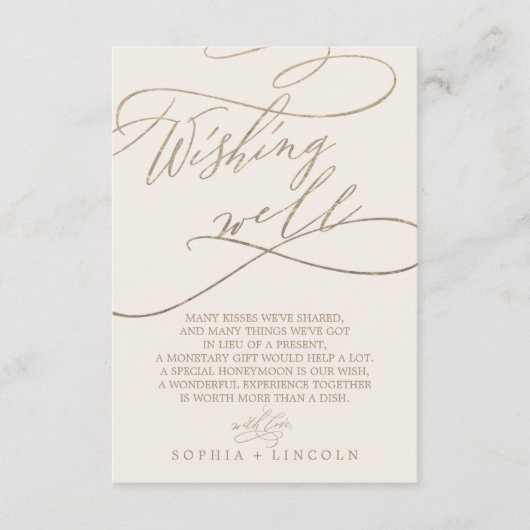 Romantische Goldkalligrafie | Elfenbein will gut Begleitkarte (Vorderseite)